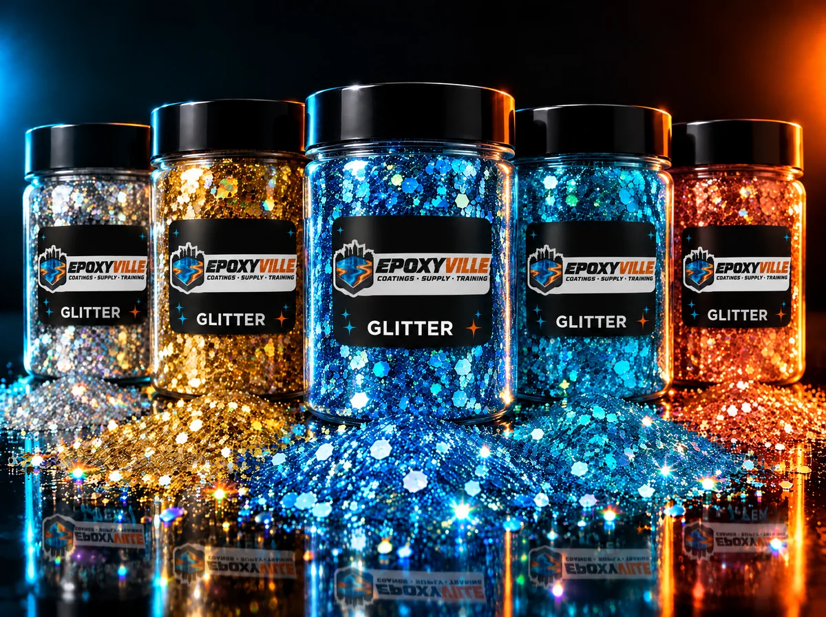 Jars of holographic epoxy glitter